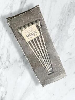 NIB Crate & Barrel 2000s Set Of 6 Stainless Hors D’Oeuvres Cocktail Picks, 3.5”